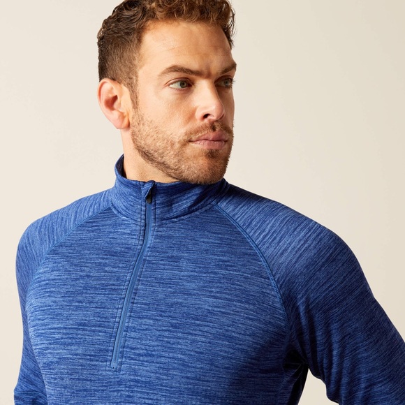 Ariat Rebar Gridwork Baselayer 1/4 Zip T-Shirt GLACIER BLUE - Picture 4 of 7